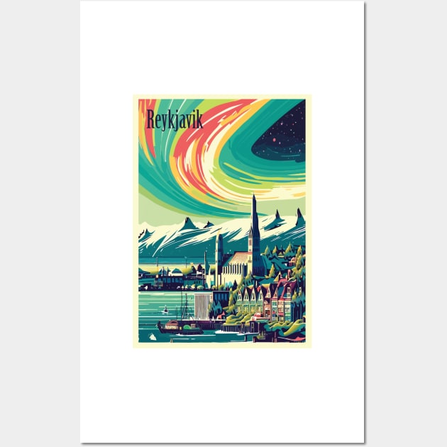 Reykjavik, Iceland, Travel poster Wall Art by BokeeLee